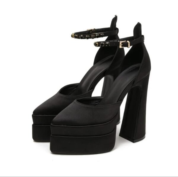 Platform Satin Thick High Heel
