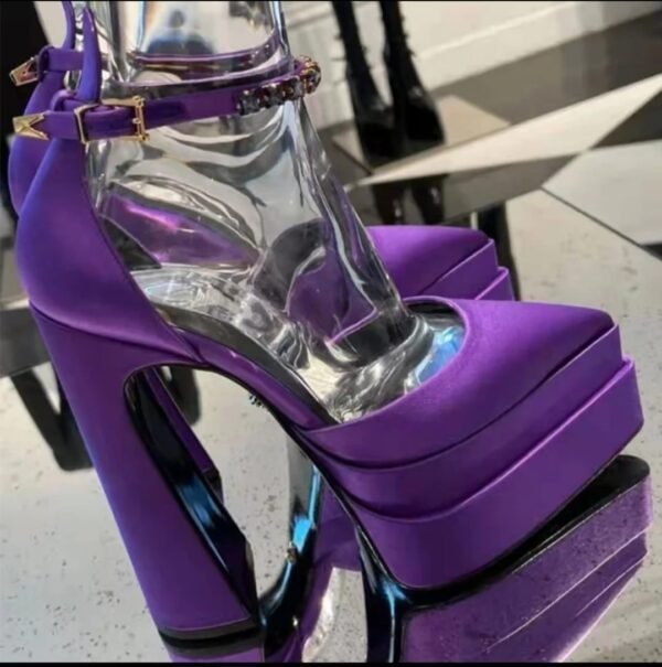 Platform Satin Thick High Heel - Image 3
